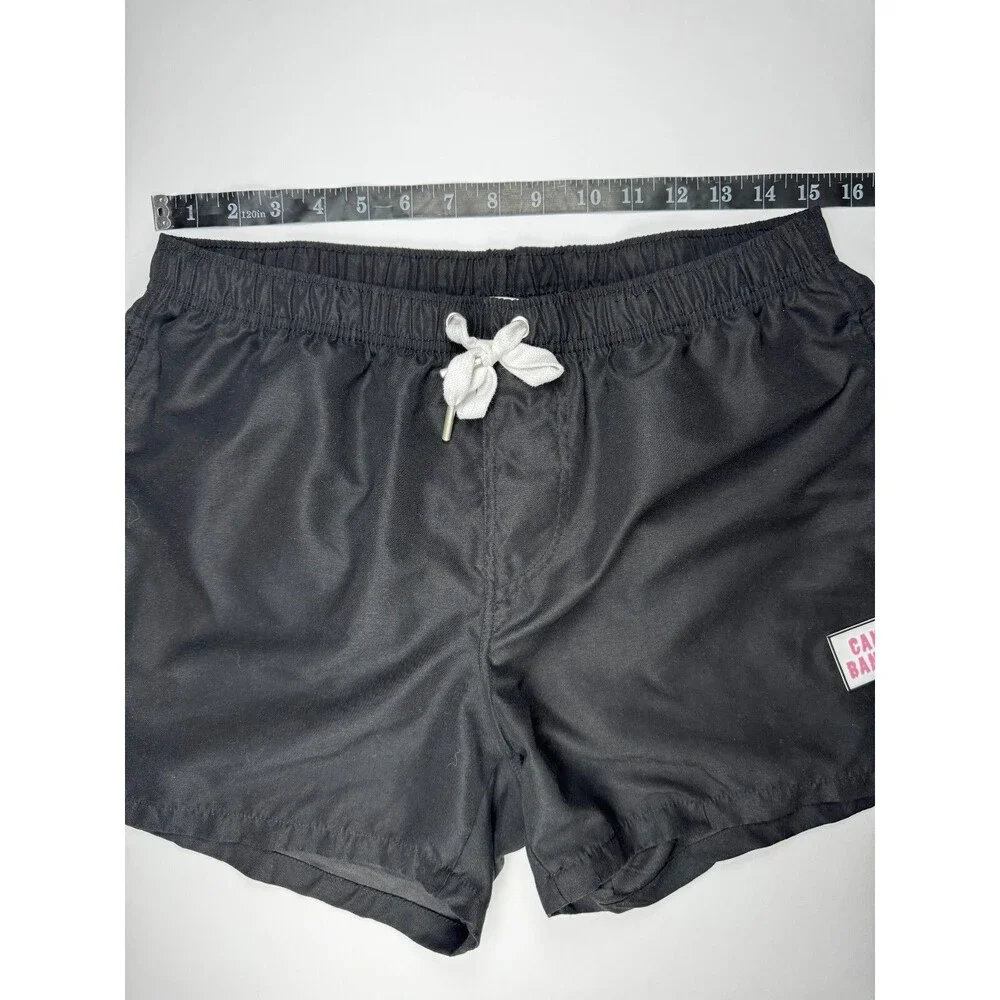 Cake Bandit Swim Trunks Men Medium Black Lined Drawstring Packing Friendly Short